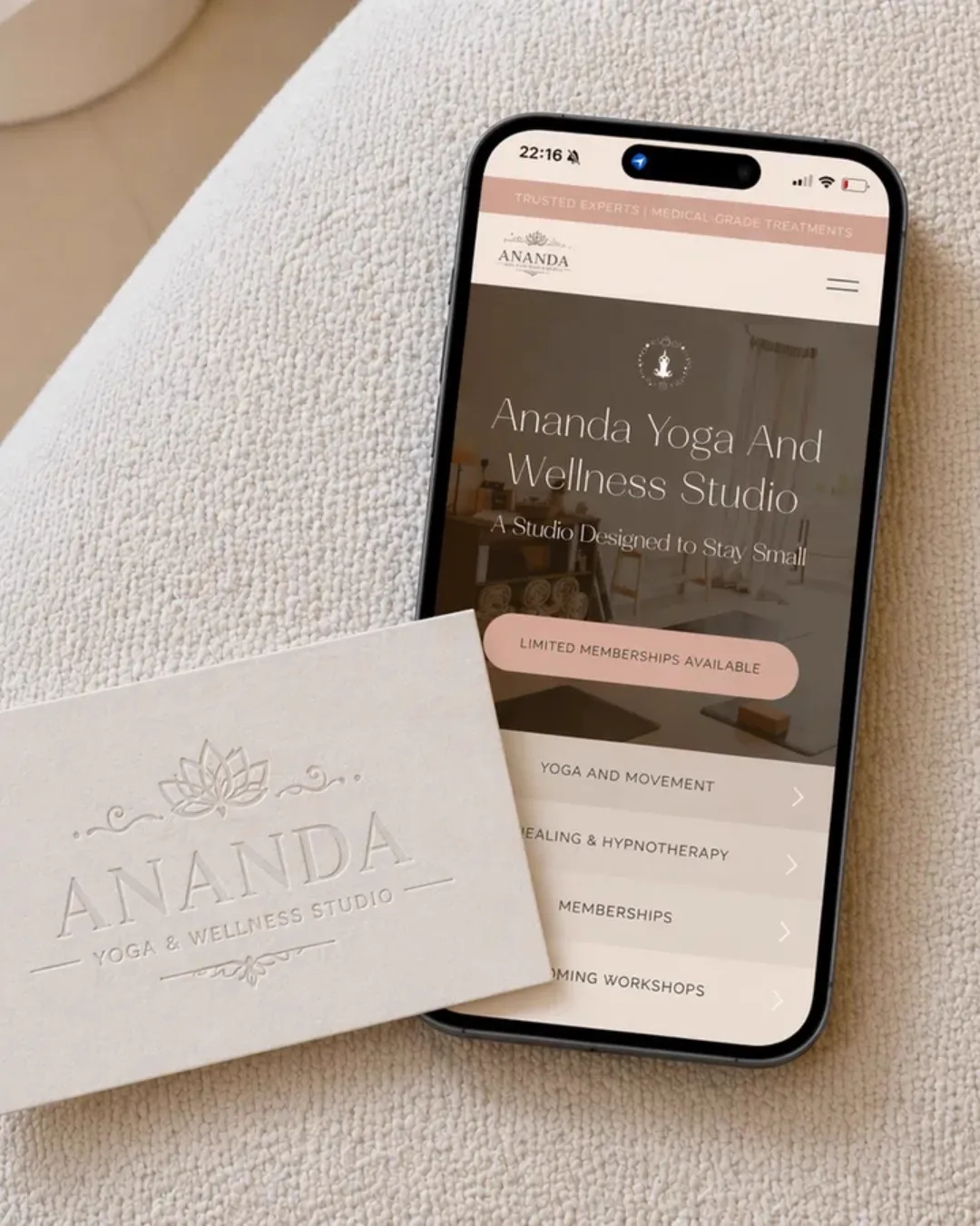 A wellness website shown on a phone