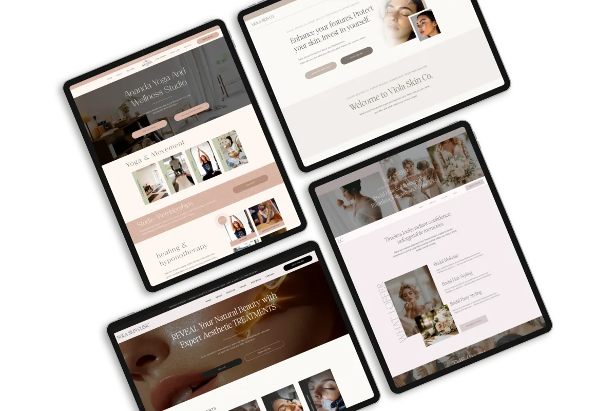 Design With Bloom website templates shown on tablets